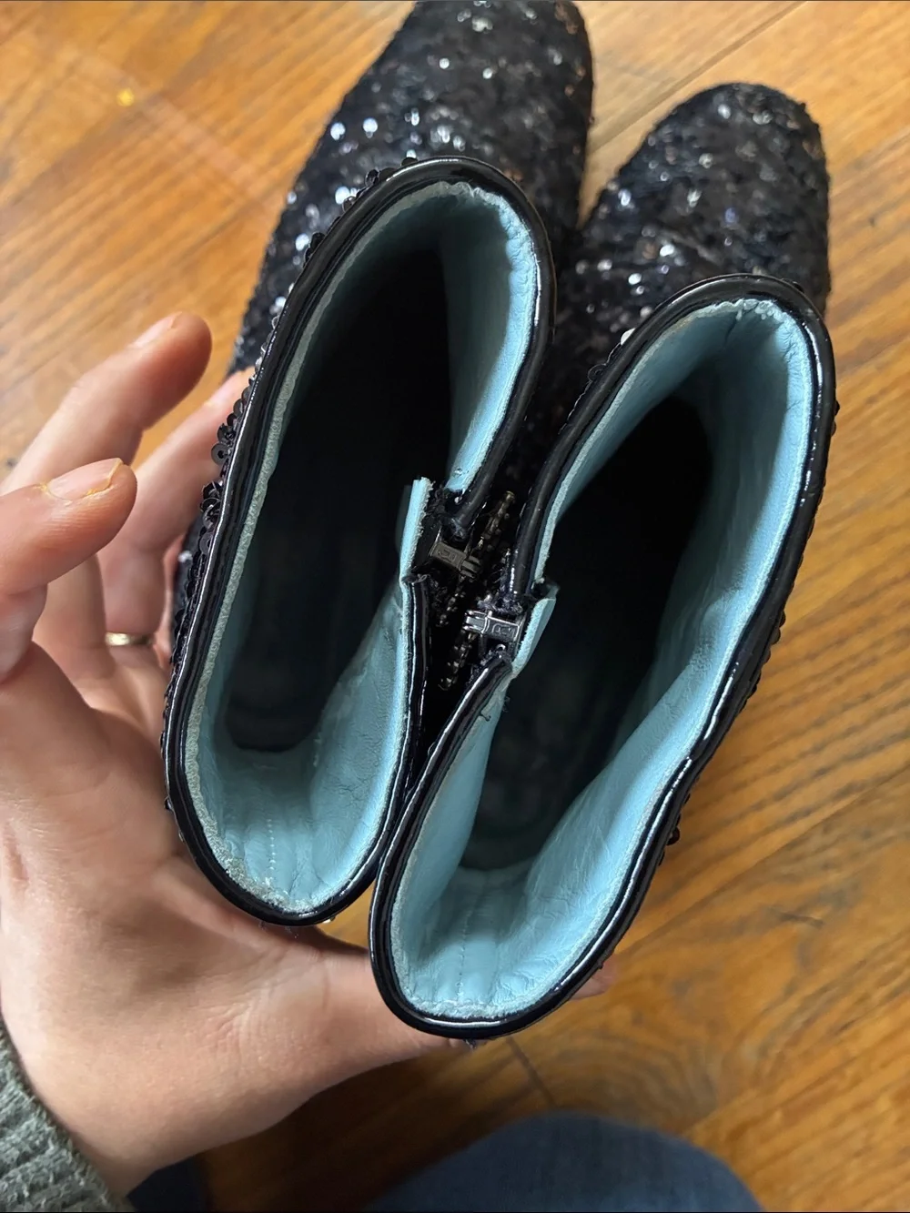 Chiara Ferragni Black Sequin Ankle Boots S39 US 8.5